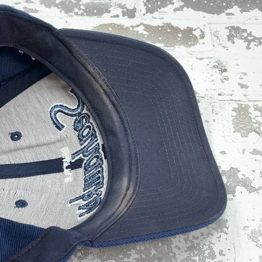 Vintage Seattle Seahawks Hat Cap Strap Back Blue Script Wool Dad‎ Adjustable Y2K